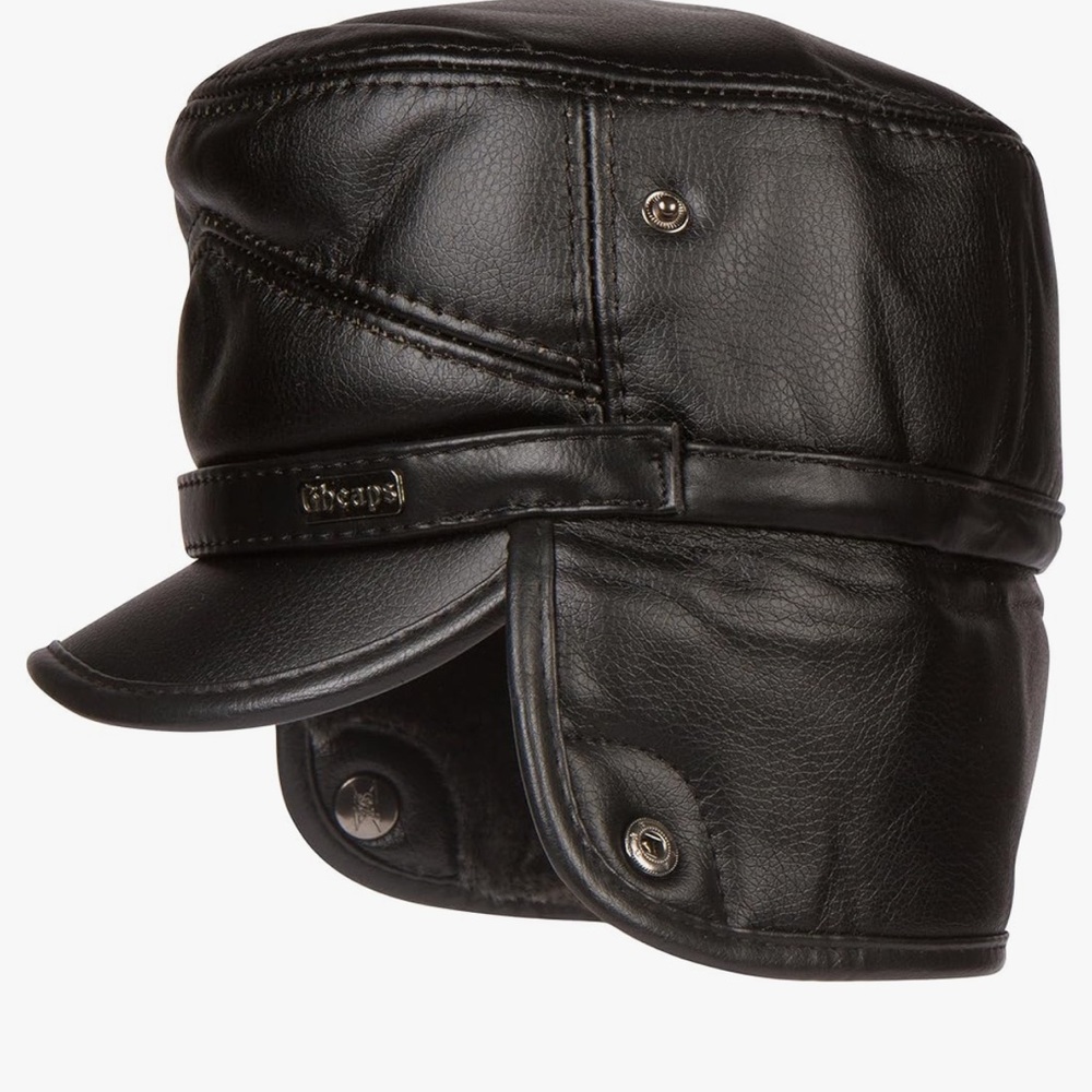 Sakkas Elliott Warm Flat Hat Black Faux Fur Lined Convertible Hat Sz L